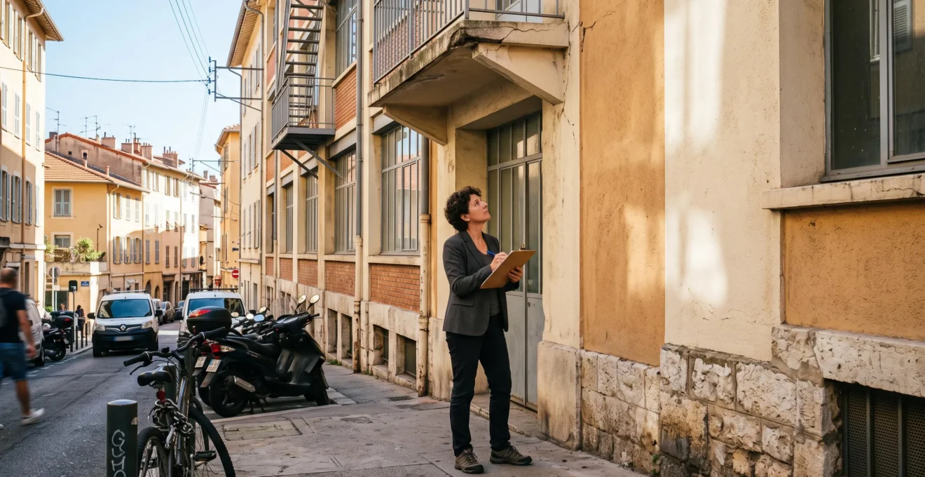 Expert vérifiant les caractéristiques d'un local commercial pour identifier les pièges immobiliers.